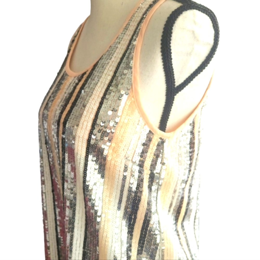 Isla Maude Women's Lined Multi Colored Sequins Summer Crew Neck Tank Top - Picture 3 of 15